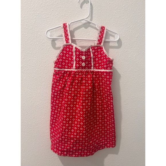 Hanna Andersson Other - Hanna Andersson Girls Red White Geometric Print Cotton Smocked Sun Dress